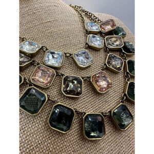 “Retro Glam” Square Cut Three Row Necklace